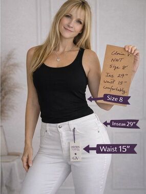 Gloria Vanderbilt Amanda White Slimming Jeans Size 8 NWT High Rise 29x30